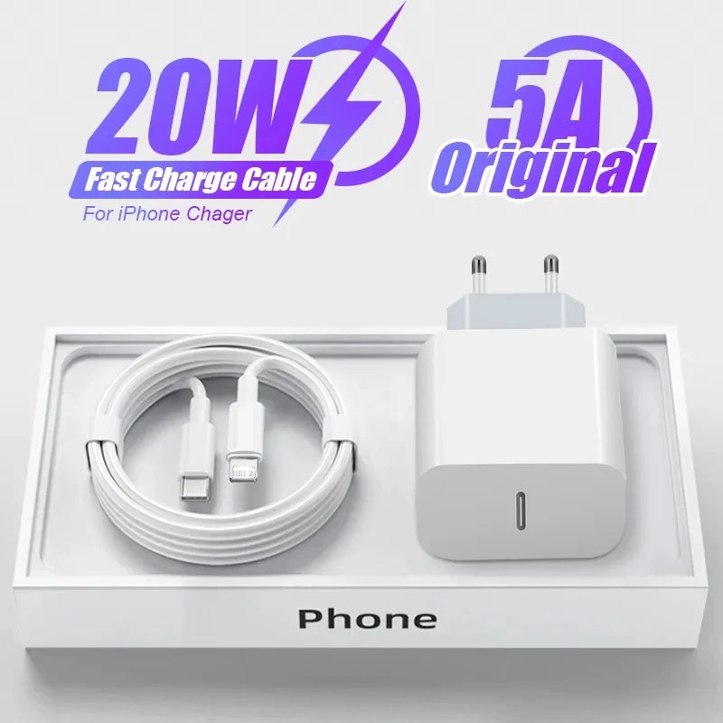 Cargador iphone PD de 20 W, carga rápida, USB C, adaptador de corriente para iPhone 15, 14, 13, Pro Max, Mini, X, XS, tipo C